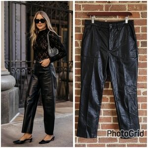 Princess Polly Black Faux Leather Pants High Waist Size 2